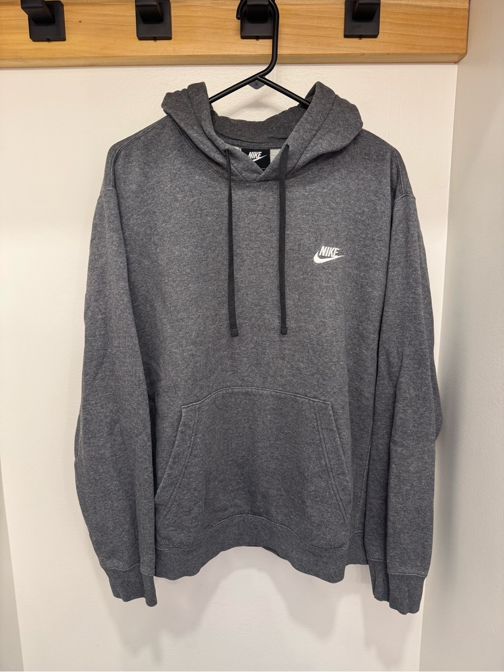 Nike Charcoal Gray Pullover Hoodie with White Swoosh